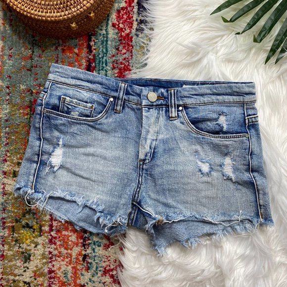Blank NYC Pants - Blank NYC Revolve Distressed Raw Edge Cut Off Denim Jean Hiker Shorts Size 25